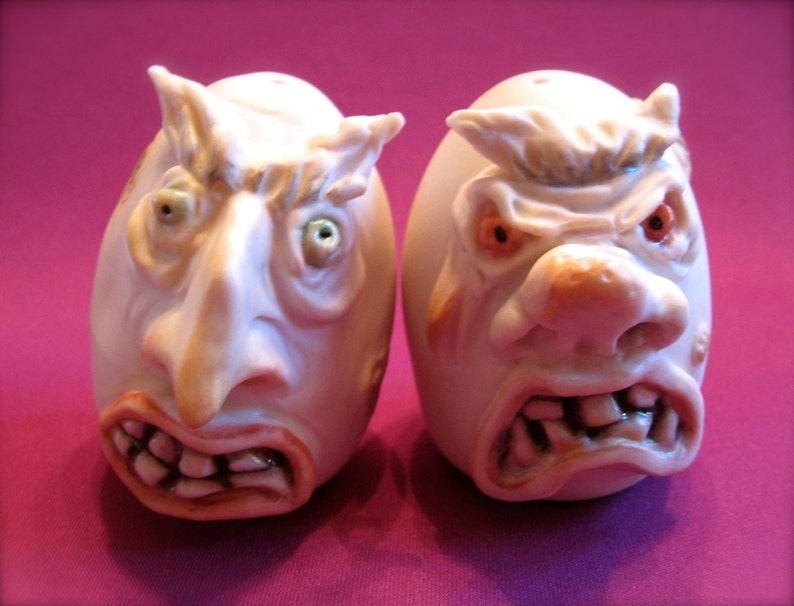 Monster Rotten Eggs Porcelain Salt and Pepper Shaker, S&P, Allyson Nagel Original Designs image 2