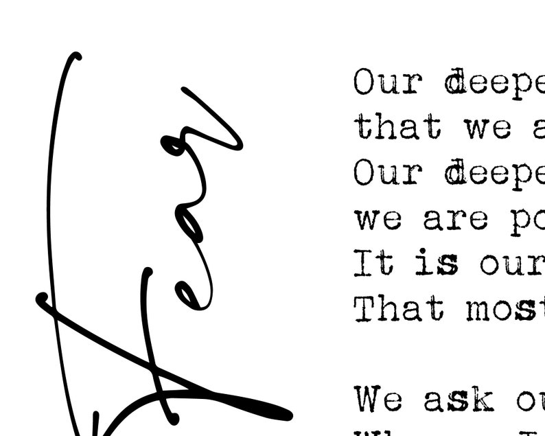 Printable Our Deepest Fear by Marianne Williamson christian | Etsy