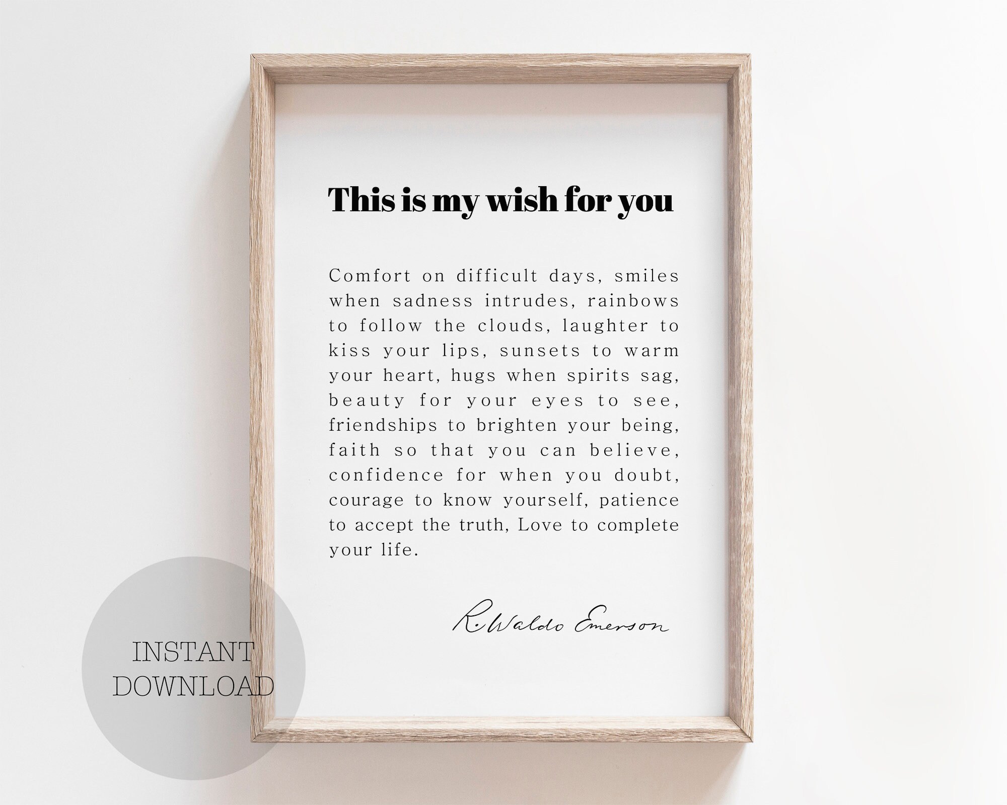 Printable Ralph Waldo Emerson This is my wish for | Etsy