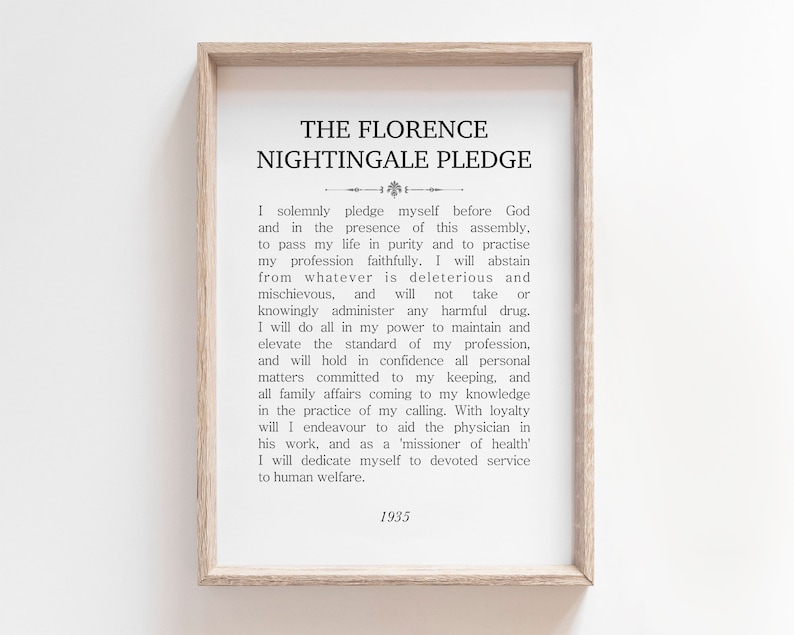 Printable Florence Nightingale Pledge 1935 nursing graduations Etsy