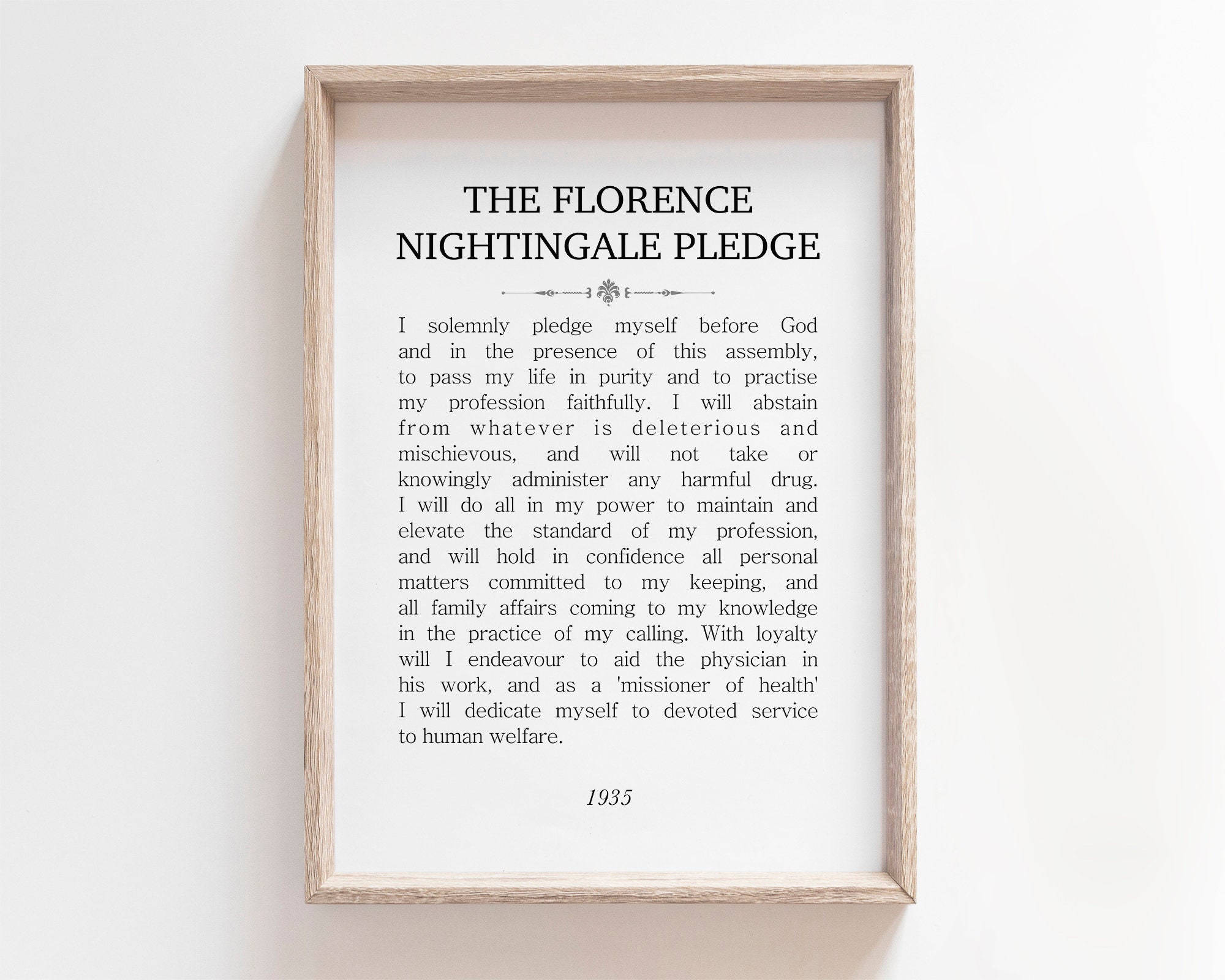 Printable Florence Nightingale Pledge 1935 nursing graduations Etsy