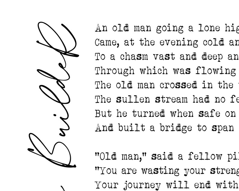 Printable The Bridge Builder by Will Allen Etsy