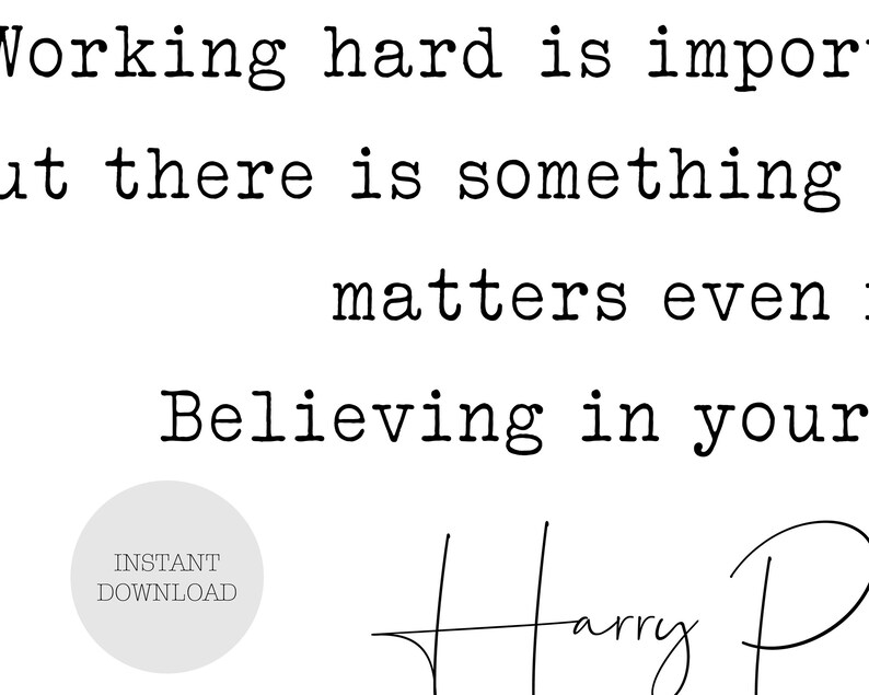 Printable Harry Potter Working hard is important. Etsy