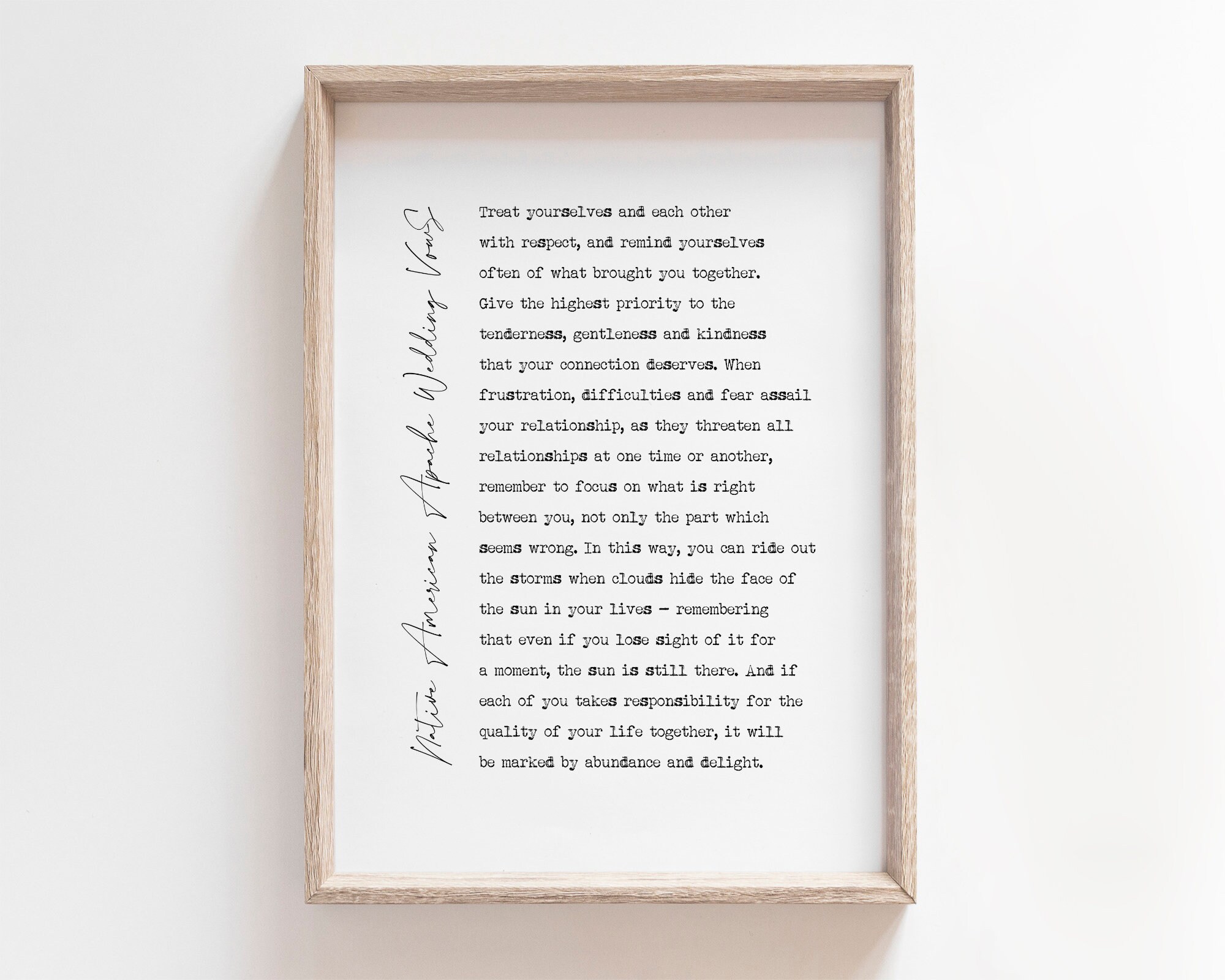 Printable Set of 3 Apache Native American Wedding Vows
