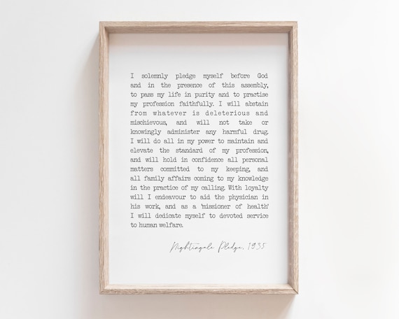 Printable Florence Nightingale Pledge 1935 nursing graduations | Etsy