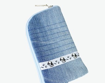 Dogs lover pouch Dog pouch iPone case wallet iPhone 6 case iPhone 7 case iPhone pouch Denim wallet Gift Navy blue girlfriend gift women gift