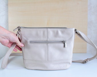 Cream crossbody purse for woman - White handbag women - Faux leather shoulder strap bag - Winter fashion