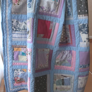 Couverture quilting en coton Couette patchwork Couverture rose bleue image 8