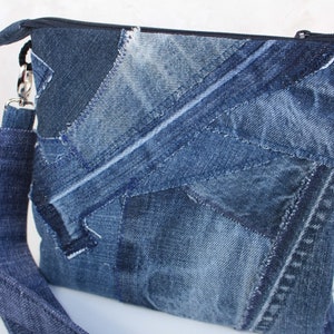 Crossbody purse Blue jeans small bag Jean patches shoulder pouch Summer gift women Gift unisex image 3