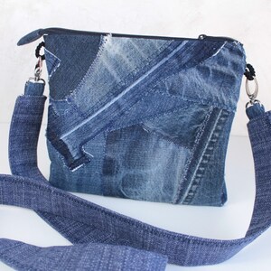 Crossbody purse Blue jeans small bag Jean patches shoulder pouch Summer gift women Gift unisex image 10