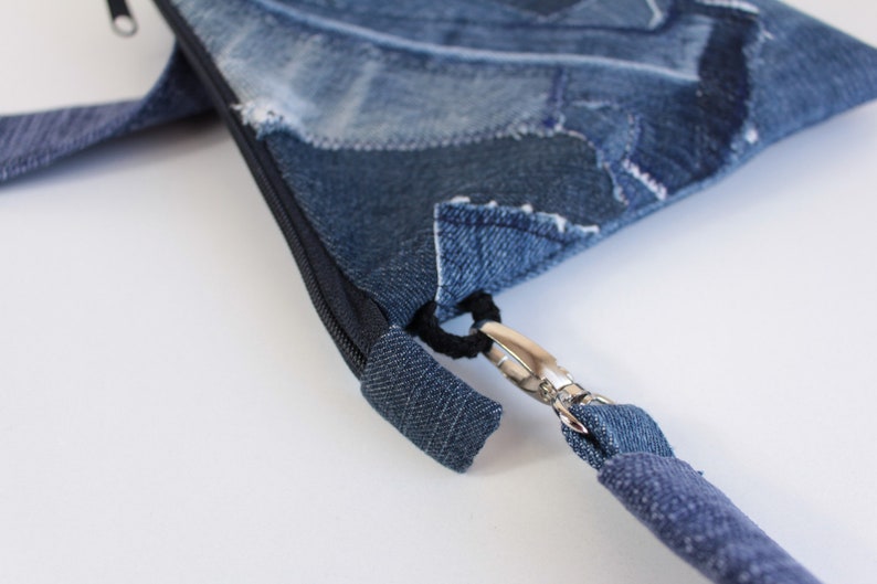 Crossbody portemonnee Blauwe jeans kleine tas Jean patches schoudertasje Zomercadeau dames Cadeau unisex afbeelding 5