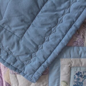 Couverture quilting en coton Couette patchwork Couverture rose bleue image 4