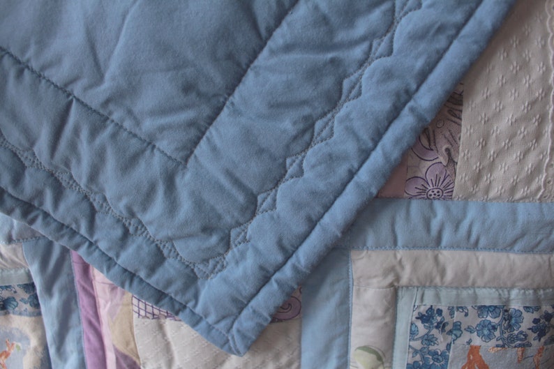 Couverture quilting en coton Couette patchwork Couverture rose bleue image 4