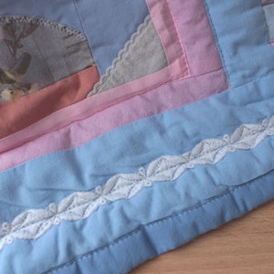 Couverture quilting en coton Couette patchwork Couverture rose bleue image 3