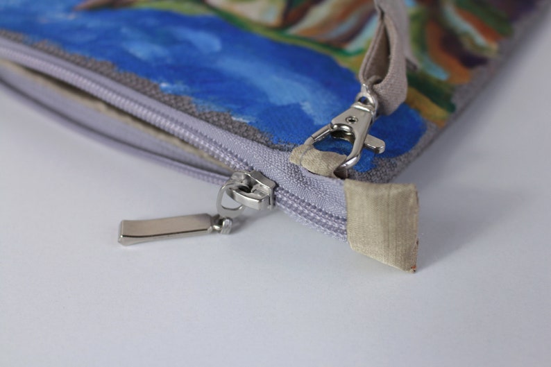 Petit sac à lanière Peinture acrylique sur le tissu Falaise Etretat France Pochette a bandoulière image 6