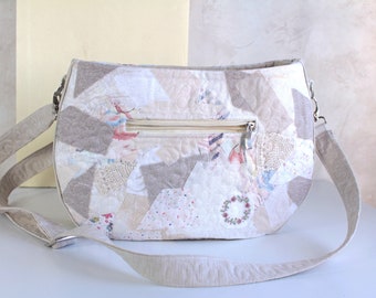 Crossbody bag for women - Patchwork handbag - Quilted fabric bag - Embroidered bag waterproof fabric