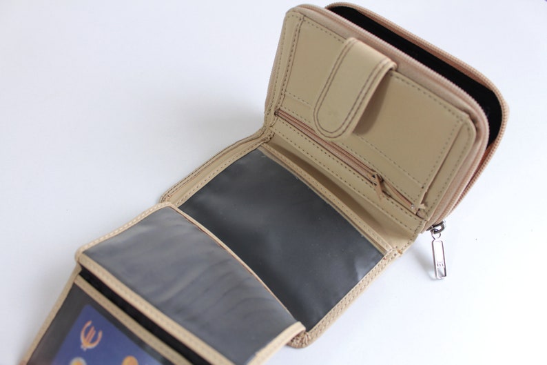 Vintage wallet with 10 pockets and compartments Faux leather coin purse Christmas gift for Mom for women image 10