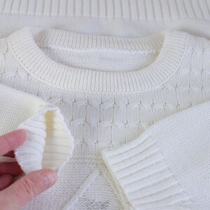 White sweater Vintage clothes unisex Size 42 EU image 5