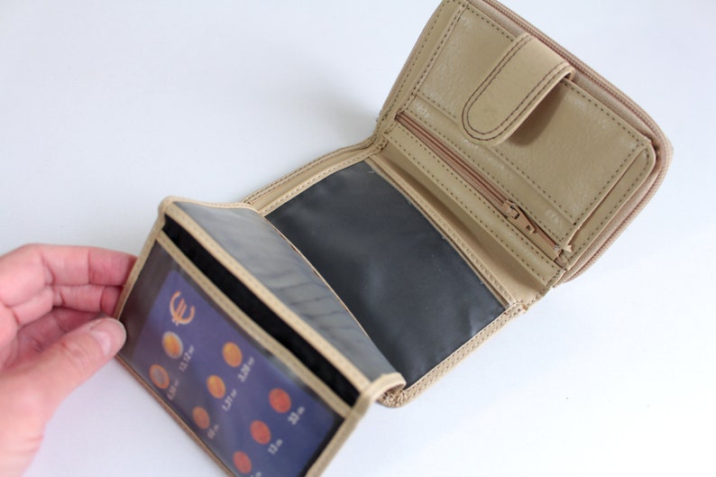 Vintage wallet with 10 pockets and compartments Faux leather coin purse Christmas gift for Mom for women image 1