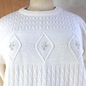 White sweater Vintage clothes unisex Size 42 EU image 1