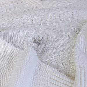 White sweater Vintage clothes unisex Size 42 EU image 7