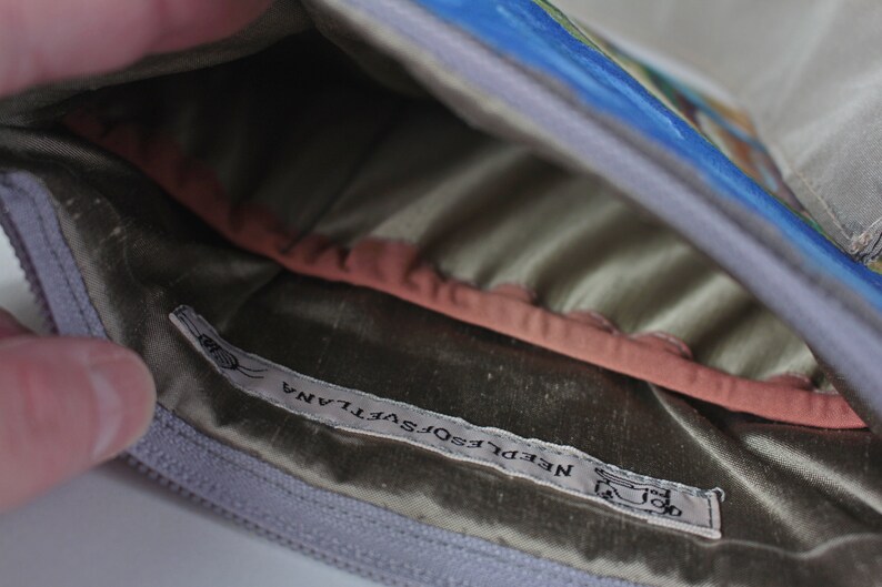 Petit sac à lanière Peinture acrylique sur le tissu Falaise Etretat France Pochette a bandoulière image 7