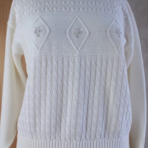 White sweater Vintage clothes unisex Size 42 EU image 2