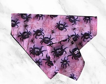 Halloween Dog Bandana, Purple 3D Spider, Handmade Pet Bandana