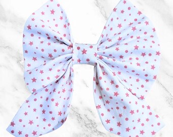 Handmade Pink Star Dog Bowtie: Adjustable Cotton Pet Accessory
