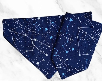 Handmade Constellation Dog Bandana, Celestial Starry Night Print