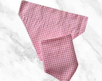 Pink Gingham Dog Bandana, Checkered Dog Scarf