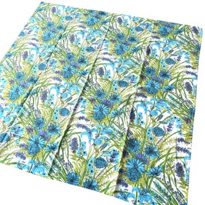 Vintage Vera colorful tablecloth blue green mod floral print cloth table cover