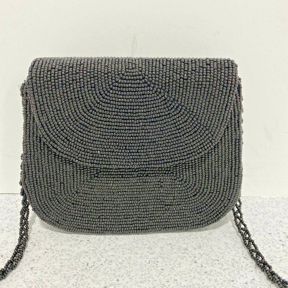 Vintage La Regale Beaded Evening Bag, Black Bead … - image 2