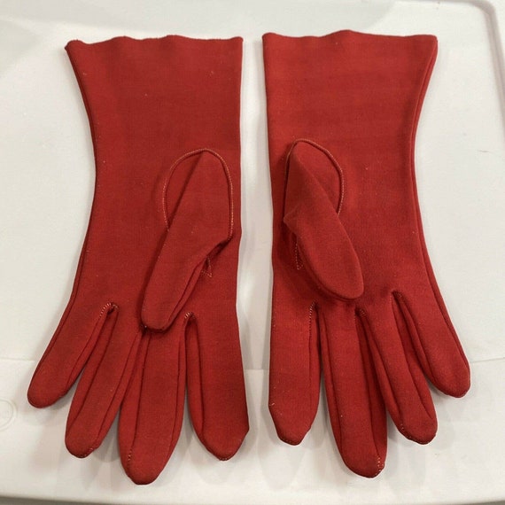 Vintage Elvette by Dawnelle USA red fabric gloves… - image 3