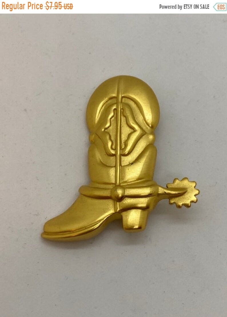 25/% OFF TODAY Vintage Gold Tone Boot Brooch Dude Ranch Western Wear Retro Cowboy Boot Pin Fun Collectible Unisex Gift Whimsical Jewelry