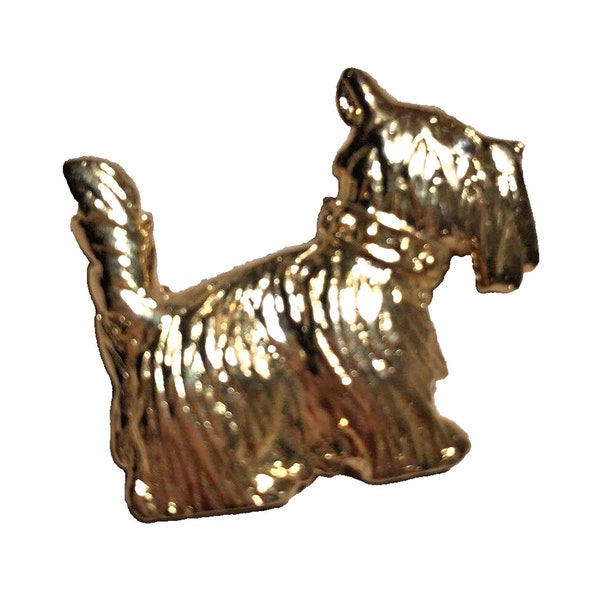 Vintage Golden Dog Brooch Textured Terrier Pin signed AAi Canine Fashion Jewelry, Gift for Dog Lover