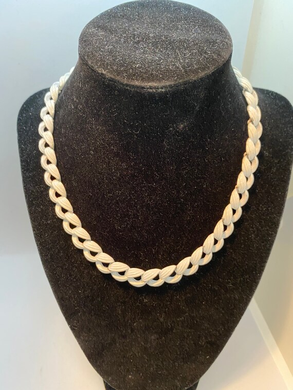 Vintage Monet white chain choker necklace, Vintag… - image 6