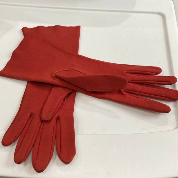 Vintage Elvette by Dawnelle USA red fabric gloves… - image 4