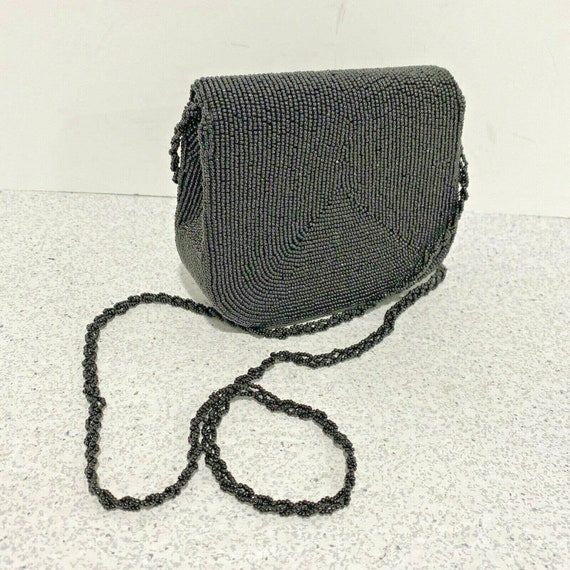 Vintage La Regale Beaded Evening Bag, Black Bead … - image 3