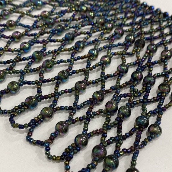 Vintage Beaded Crochet Collar, Goth Steampunk Dar… - image 2