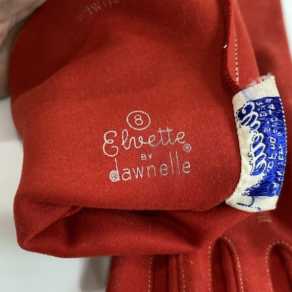 Vintage Elvette by Dawnelle USA red fabric gloves… - image 6