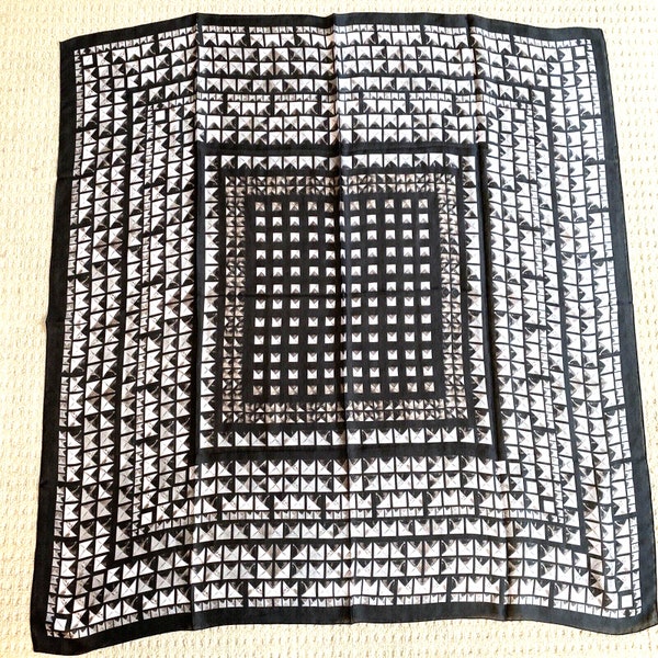 Silky Feel Polyester Wrap Shawl Scarf Black White Gray Geometric 48” Square Chic