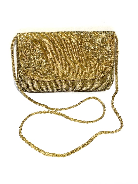 Vintage La Regale gold beaded evening bag shoulder