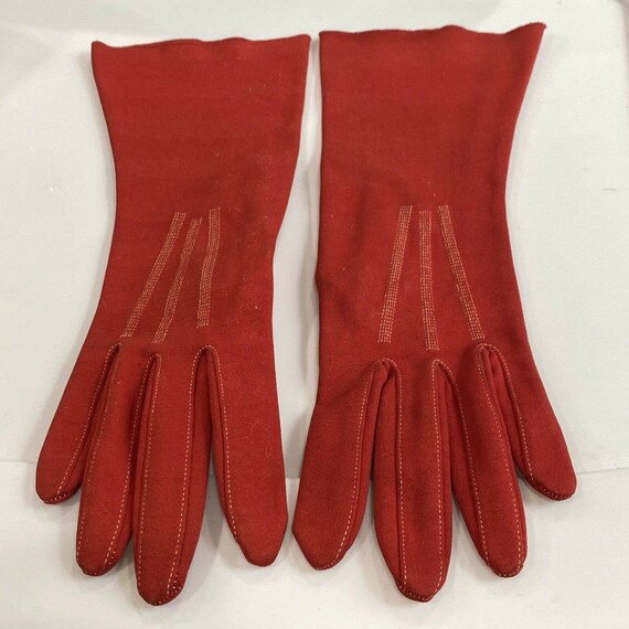 Vintage Elvette by Dawnelle USA red fabric gloves… - image 2