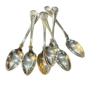 Silver demitasse spoons set (6) Art Nouveau M&TB hallmarked NS engraved &quot;Olga&quot;