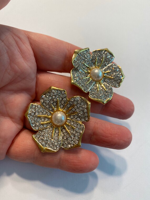 Vintage Clip On Earrings, Mid Century Statement E… - image 2