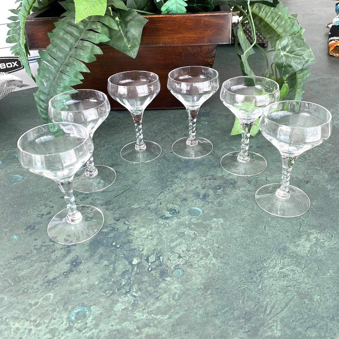 Vintage Crystal Cordial Wine Glasses Matching Set of 6 Etsy