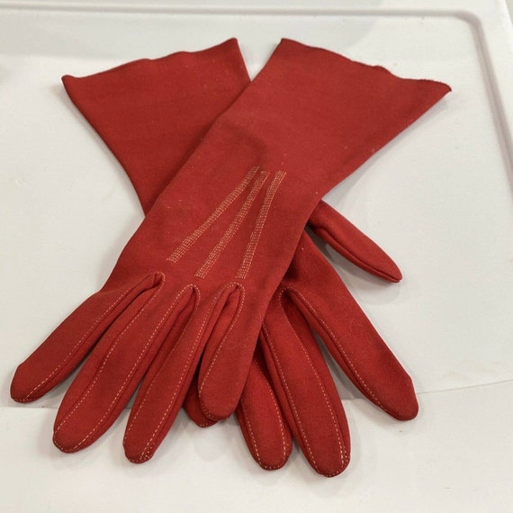 Vintage Elvette by Dawnelle USA red fabric gloves… - image 1