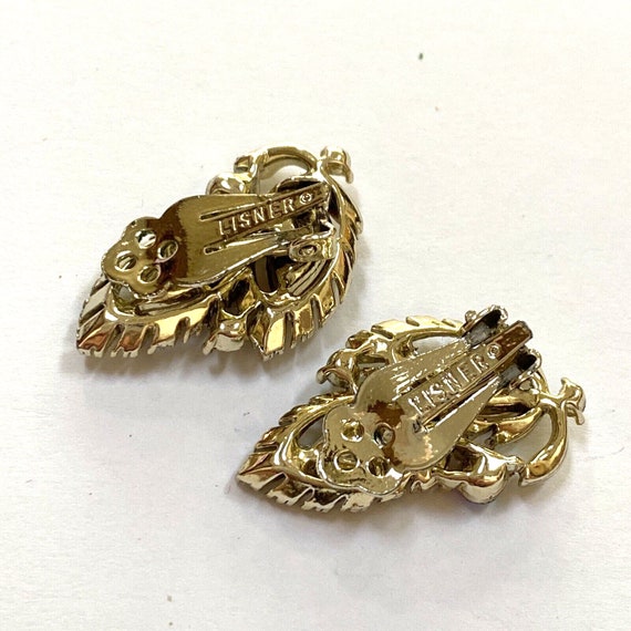Vintage Lisner clip on earrings textured goldtone… - image 3