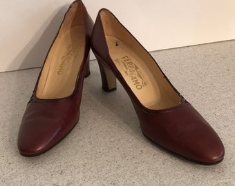 Vintage Salvatore Ferragamo high heel pumps, Retro Córdoba brown leather shoes, Vintage Italian Designer shoes, Vintage Couture Footwear